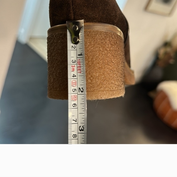 Theory suede shearling lined, mid calf, gum sole block heeled boots EU 40 - Picture 6 of 7